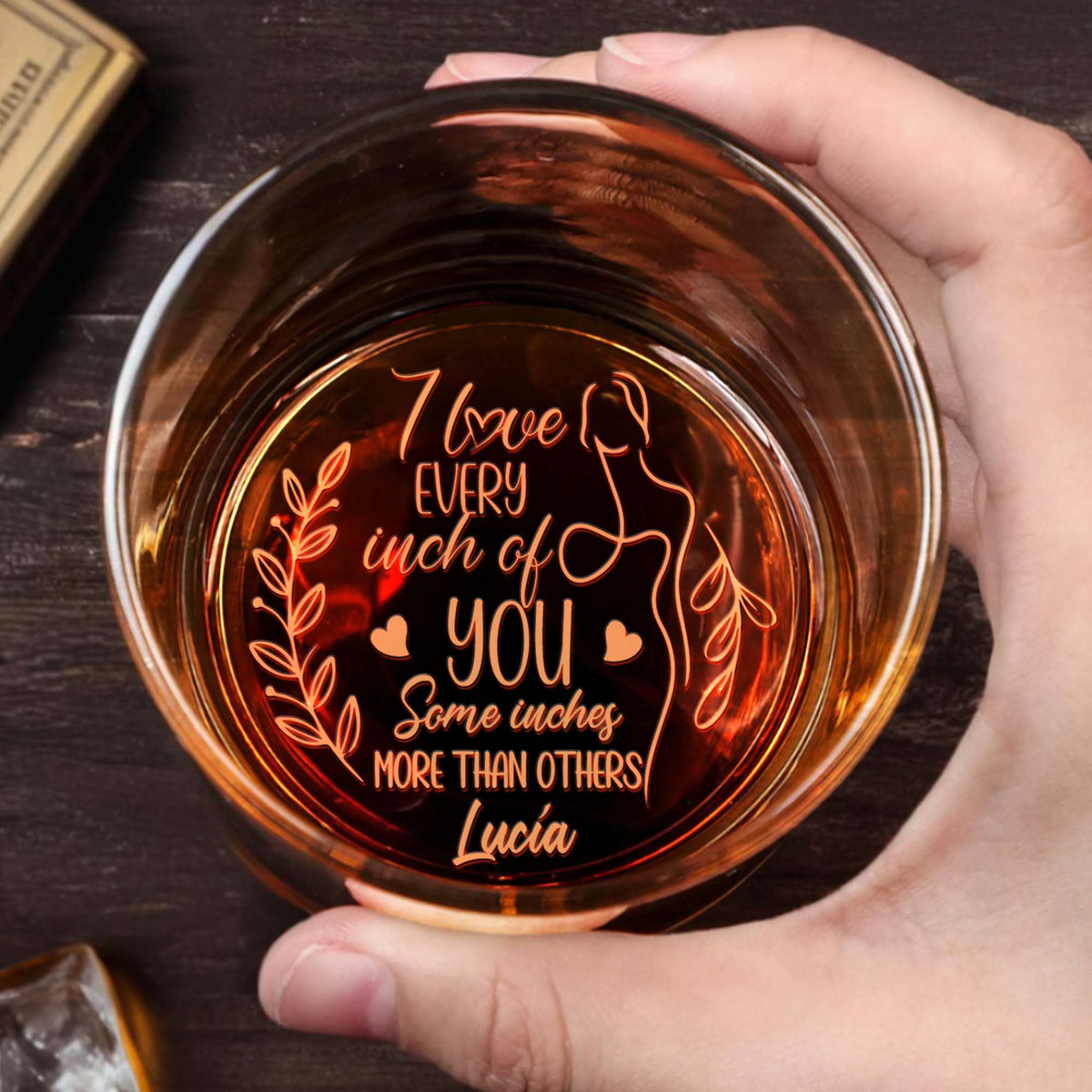 I Love Every Inch of You - Romantic Personalized Custom Whiskey Glass - Gift For Partners, Valentine's Day Gift For Couple