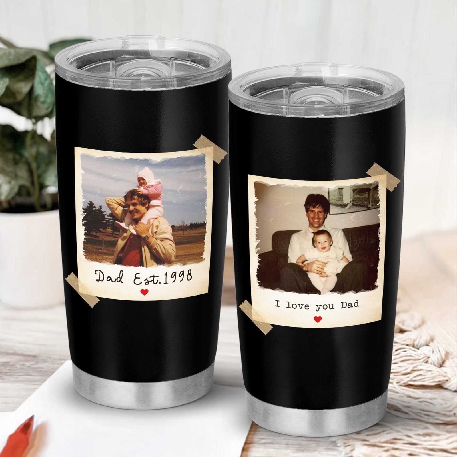 Custom Dad And Kids Photo Tumbler, Fathers Day Gift For Dad, Personalized Tumbler With Picture, New Dad Gift, Grandpa Gift, Gift For Papa