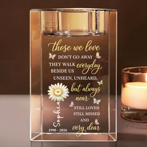 Light Up Memorial Flowers Personalized Crystal Candle Holder