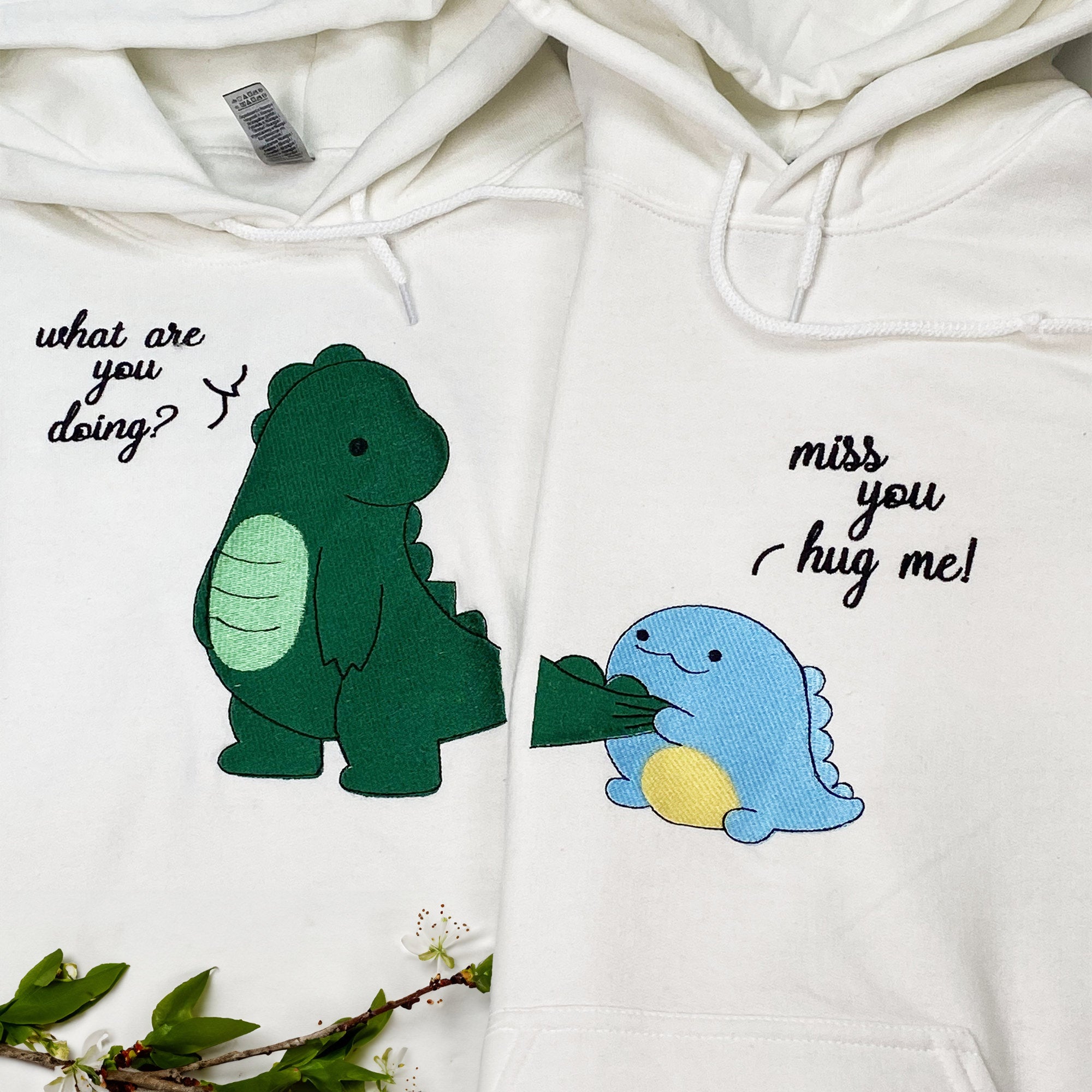 Cute Dinosaur Couple Shirt, Embroidered Couple Shirt, Matching Couple Shirt, Gifts For Couples
