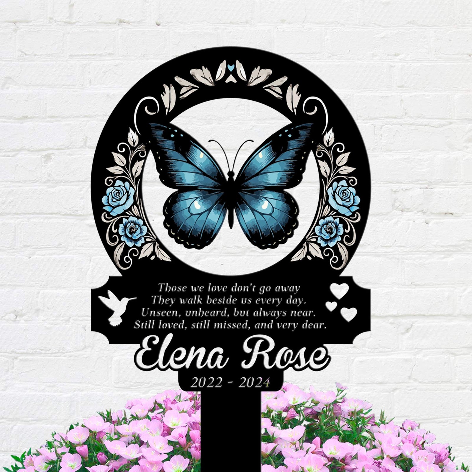 Personalized Butterfly Memorial Stake Metal, Butterfly Stake, In Loving Memorial, Remembrance Stake, Sympathy Gift, Outdoor Grave Marker