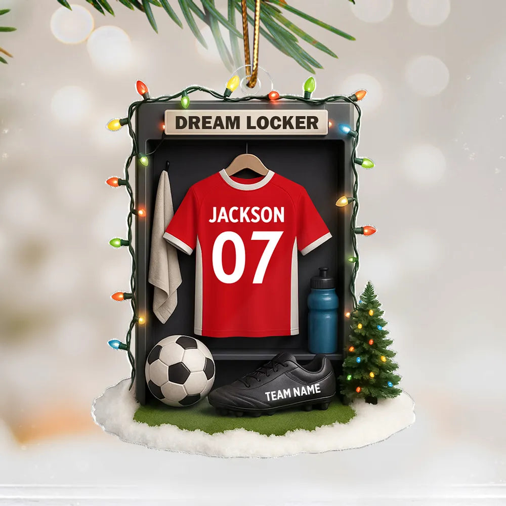 Soccer Jersey Dream Locker - Personalized Acrylic Ornament - Christmas Gift for Soccer Players, Soccer Lovers
