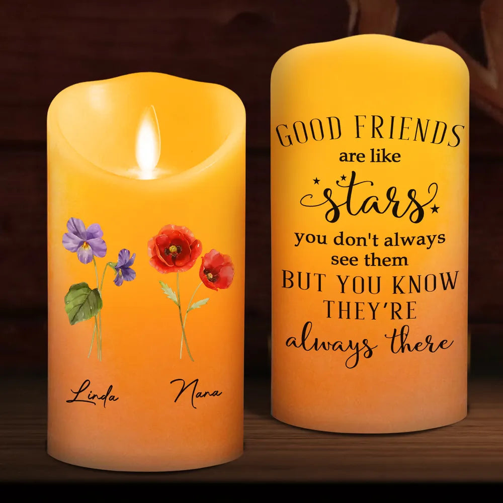 Good Friends Are Like Stars - Personalized LED Candle - Gift For Sisters, Besties