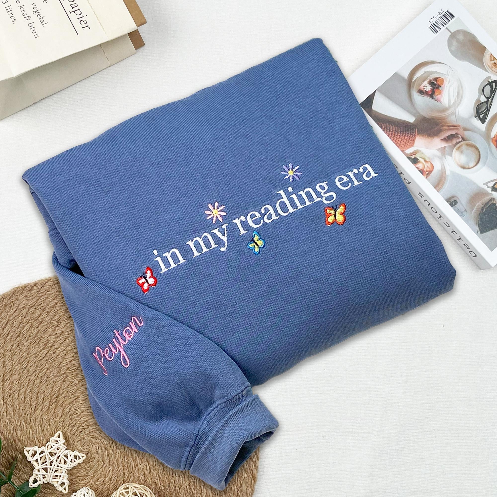 Embroidered In My Reading Era Crewneck Sweatshirt, Comfort Colors Sweatshirt, In My Reading Era Embroidery, Bookworm, Book Lover Gift