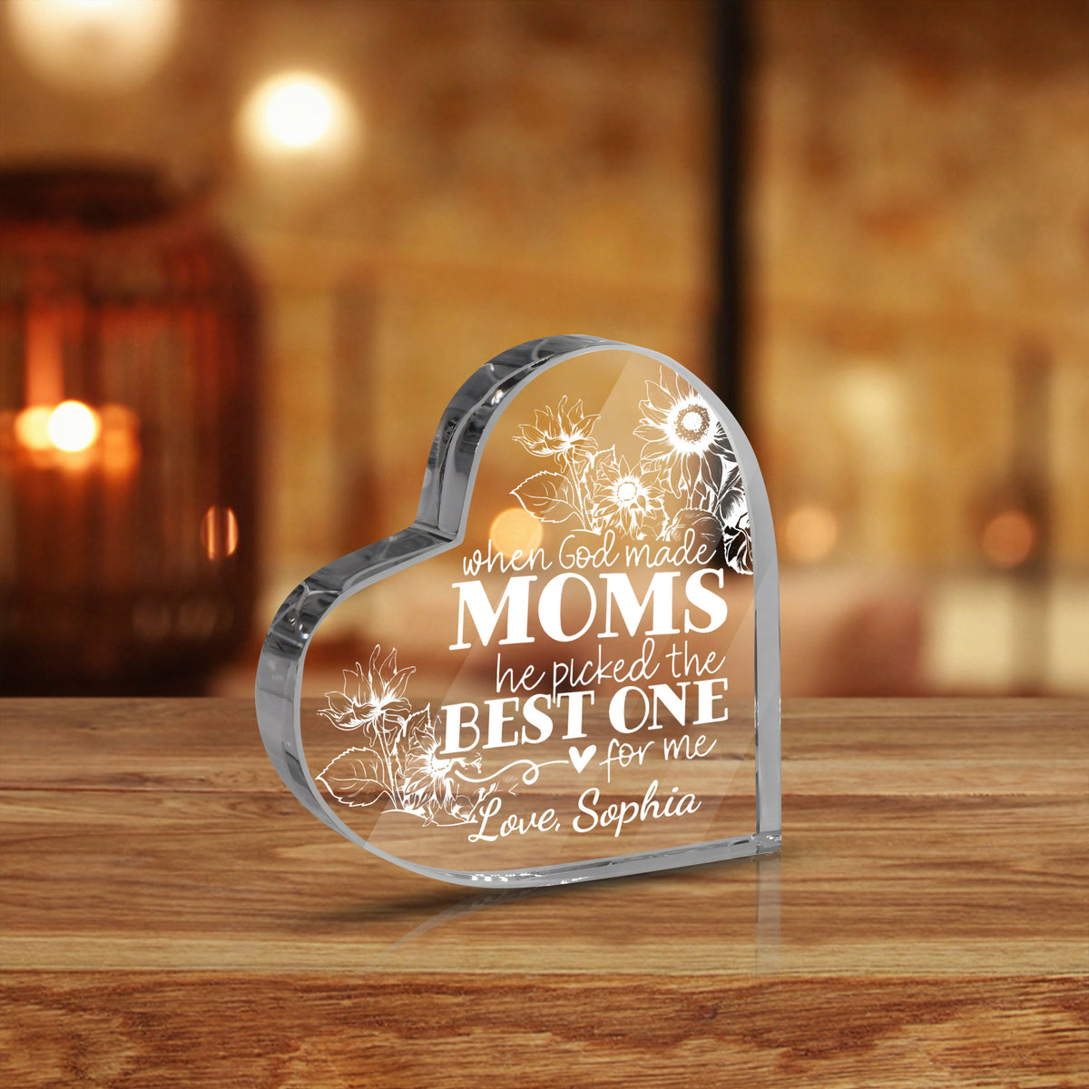 When God Made Moms He Picked The Best One For Me - Personalized Heart Shaped Acrylic Plaque - Gift For Mom, Mother's Day, Birthday Gift