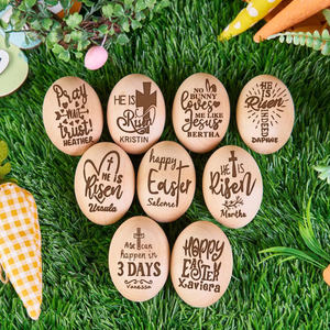Personalized Engraved Easter Eggs Custom Easter Basket Fillers Wooden Egg Shaker Baby First Easter Table Centerpiece Decor Memory Keepsakes