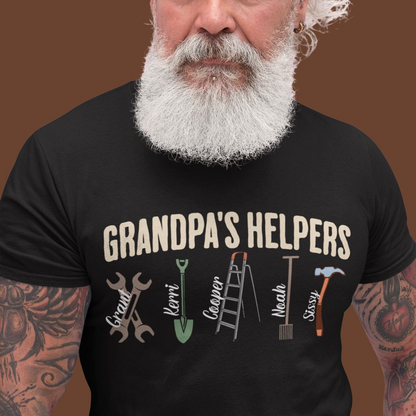 Grandpa's Helpers T-Shirt, Customize Grandchildren's Names, Best for Fathers Day, Father's Day, Birthday Gift for Dad, Gift for Grandfather