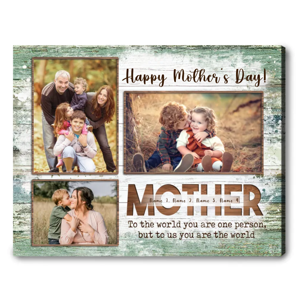 Happy Mother's Day Custom 3 Photos - Personalized Canvas - Gift For Mom, Mother's Day Gift