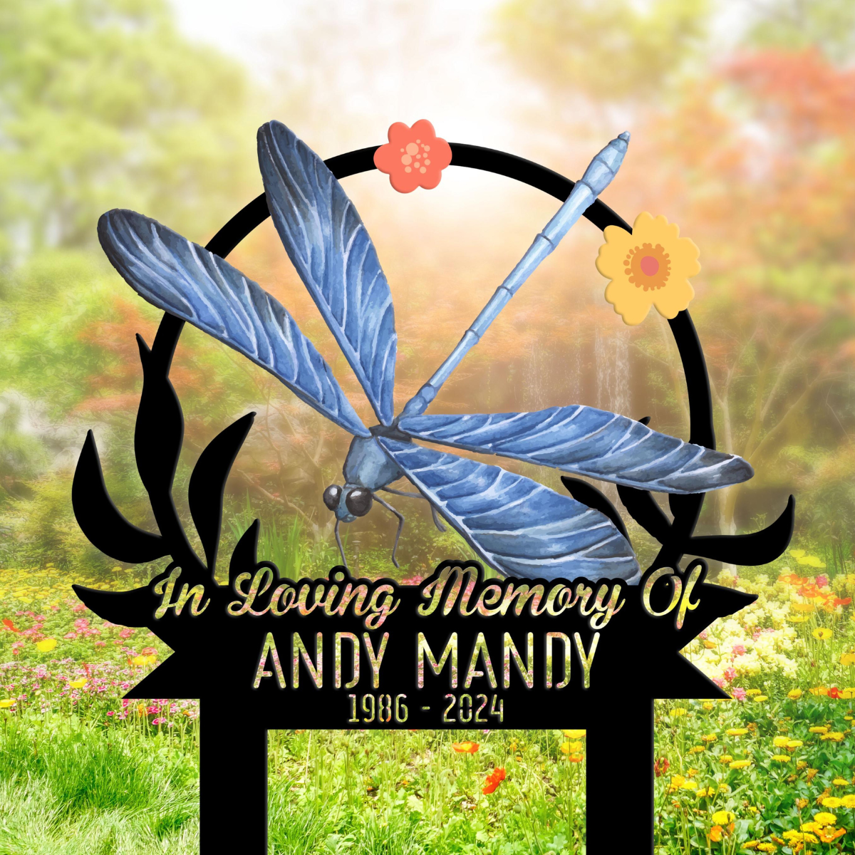 Custom Dragonfly Memorial Stake, Personalized Mom Loss Dragonfly Garden Memorial Plaque, Memorial Plaque, Cemetery Stake, Remembrance Gift