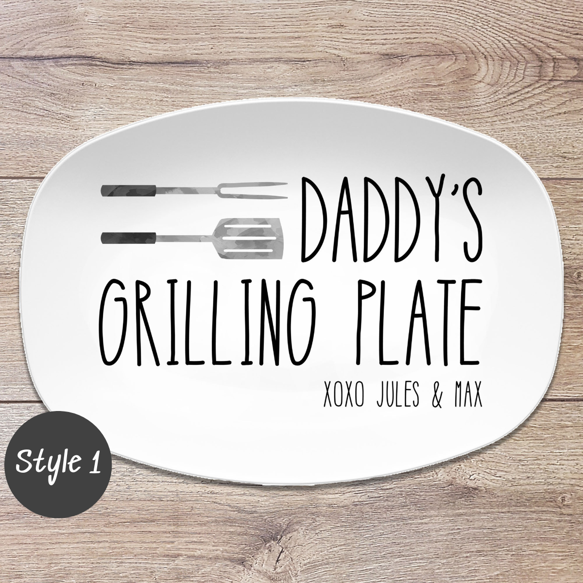 Grilling BBQ Plate, Personalized Serving Tray Platter, Father's Day Gift for BBQ Lover, Gifts for Him, Outdoor Poolside