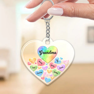 Grandma Mom Hearts In Heart - Personalized Acrylic Keychain - Gift For Mom, Grandma, Mother's Day Gift