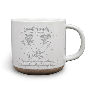 Friends Like Stars They're Always There - Personalized Engraved Pottery Mug - Gift For Sisters, Besties