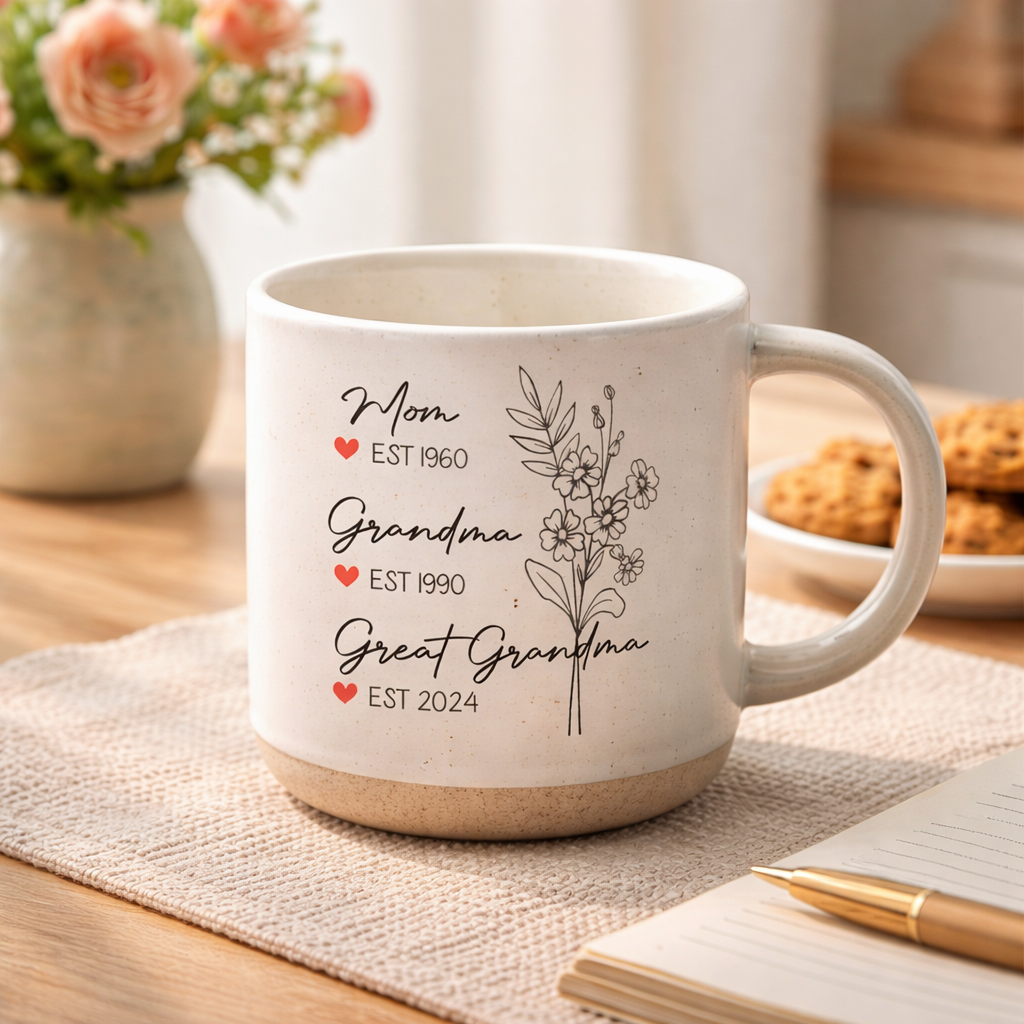Custom Great Grandma Pottery Mug, Great Grandma Gift, Mother's Day Gift for Great Grandmother
