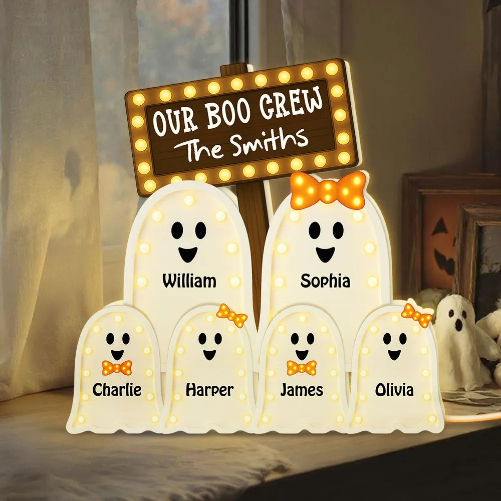 Halloween Boo Family - Personalized Acrylic Light Box - Gift For Family, Halloween Decoration