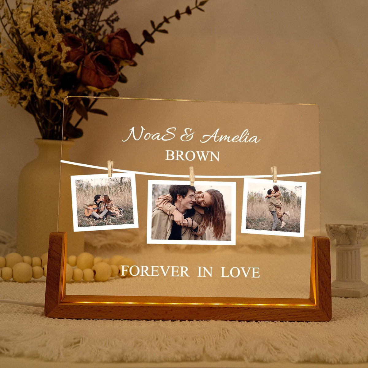 Couple Gifts with Photo, Couple's Photo Collage LED Light, Valentines Day Gift, Gift for Boyfriend Girlfriend, Anniversary Gift for Couple