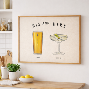 Custom Couple Drinks Print, Personalized Bar Cart Decor, Drink Sign Gift For Couple