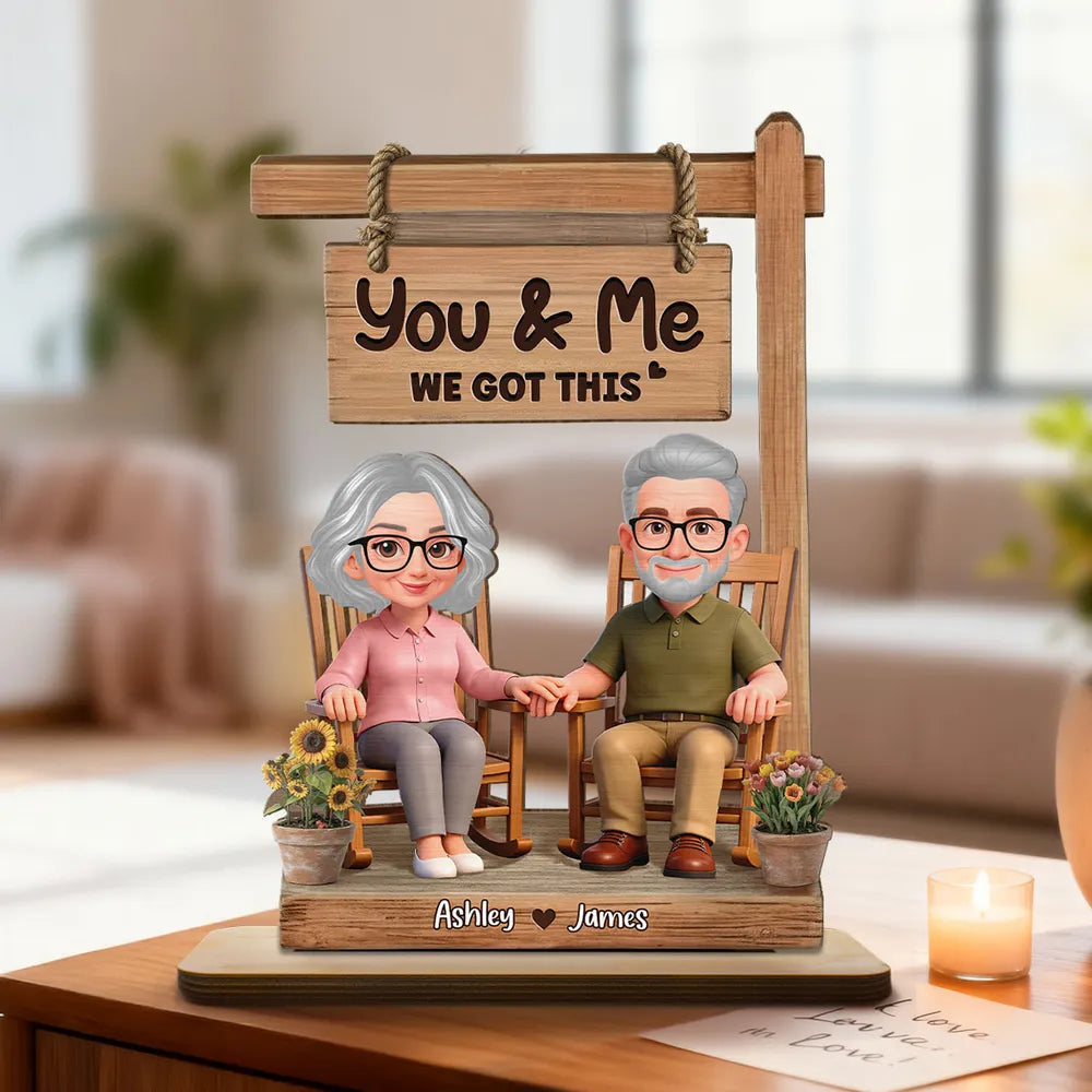 You & Me We Got This 3D Effect Couple - Personalized Wooden Plaque - Anniversary, Valentine's Day Gift For Couple