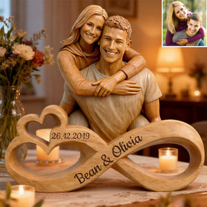 Custom Couple Infinity Wood Carving with Names & Date - Wooden Plaque