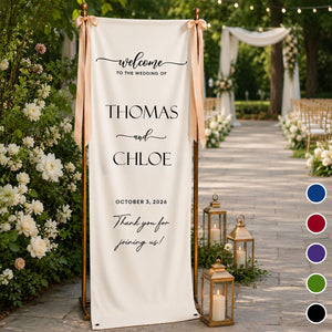 Minimalist Welcome To The Wedding Of Us - Personalized Vertical Banner