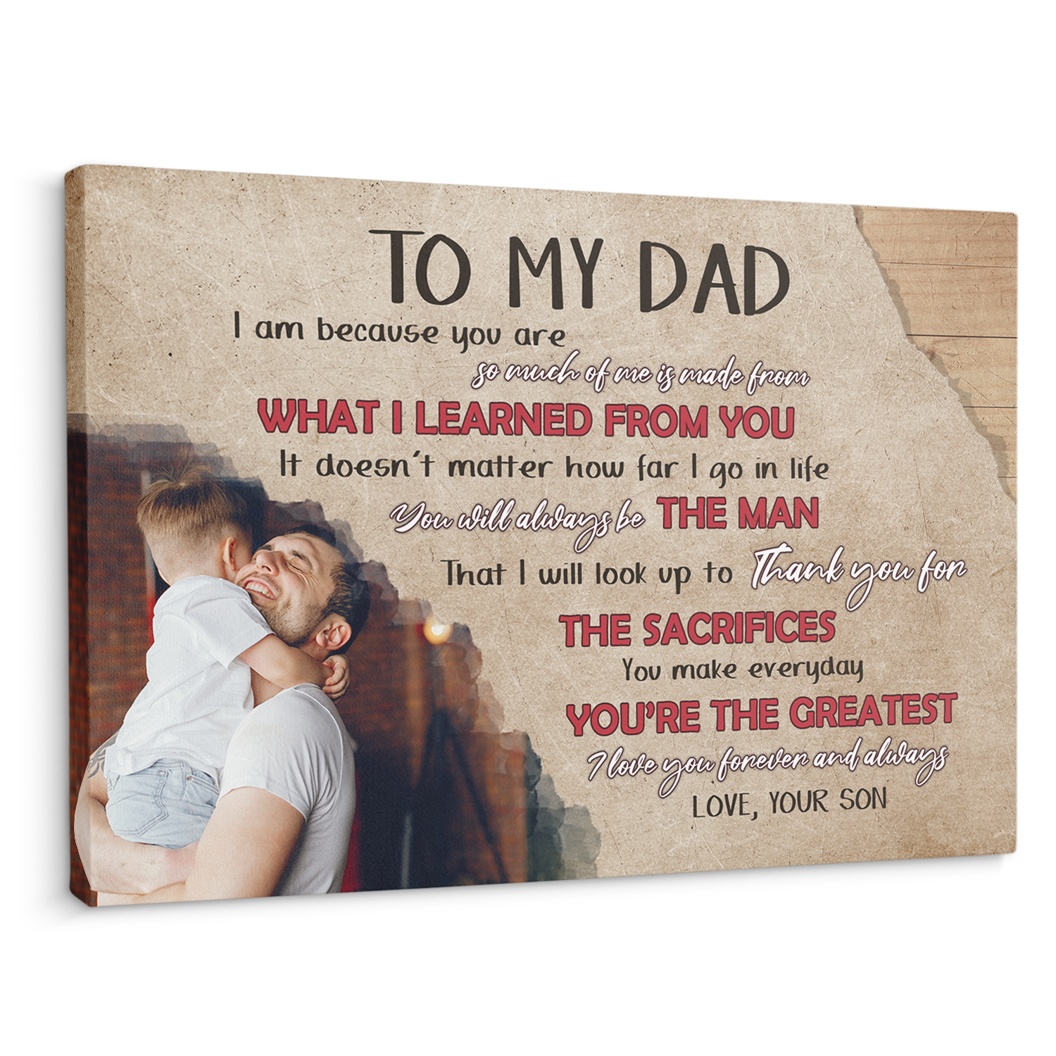 To My Dad, You're The Greatest I Love You Forever And Always - Personalized Canvas - Gift For Dad, Father's Day, Birthday Gift