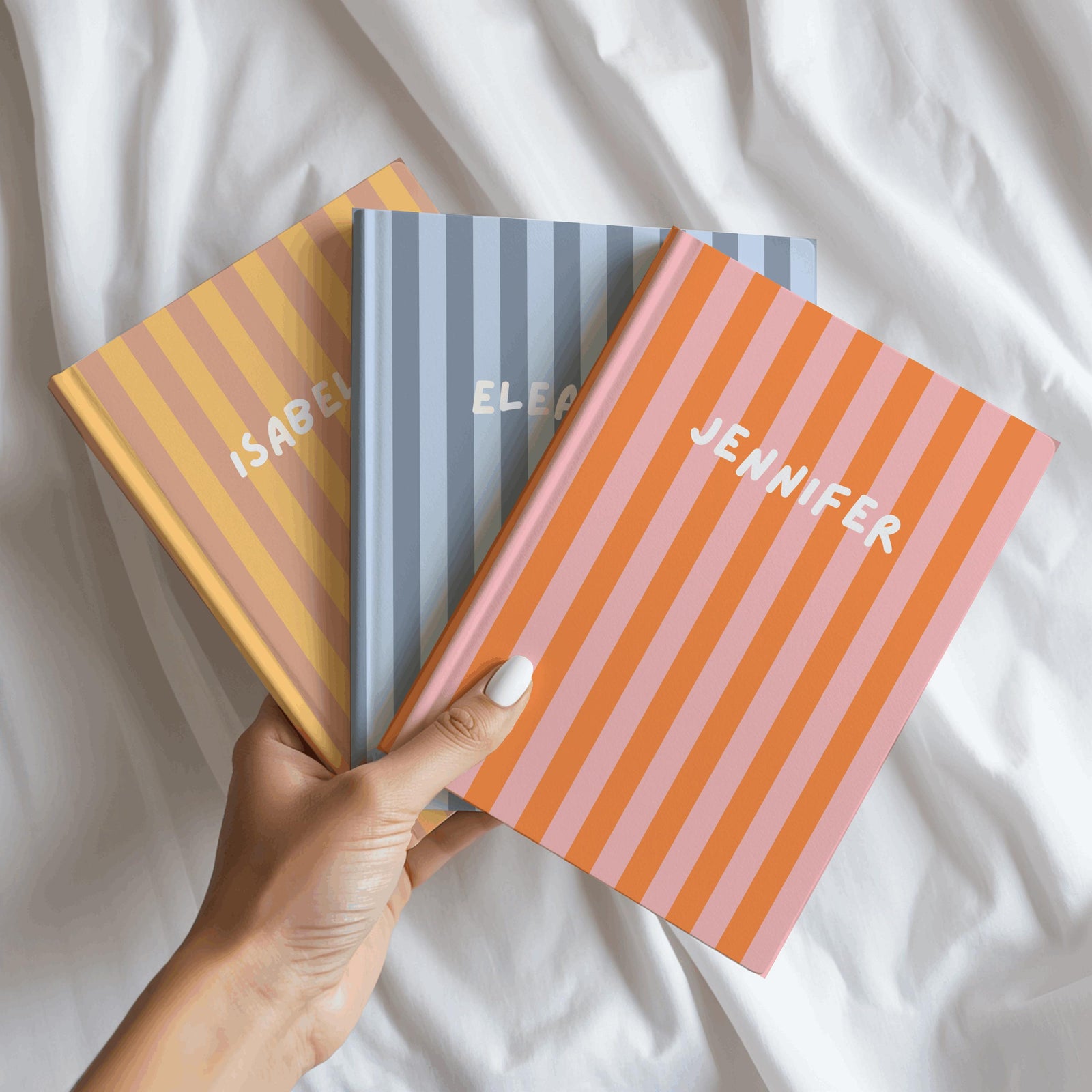 Personalized Striped Journal Hardcover, Custom Stripe Notebook