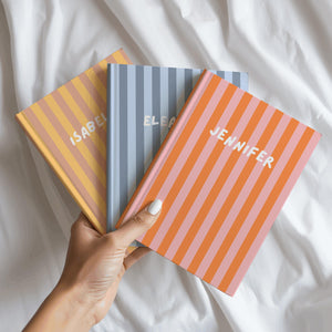 Personalized Striped Journal Hardcover, Custom Stripe Notebook