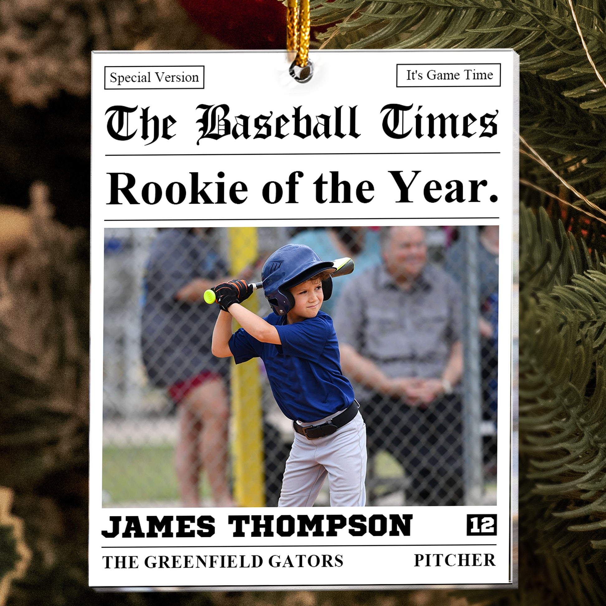Rookie Of The Year Custom Kid's Photo - Personalized Acrylic Ornament - Christmas Gift, Birthday Gift For Kid, Family