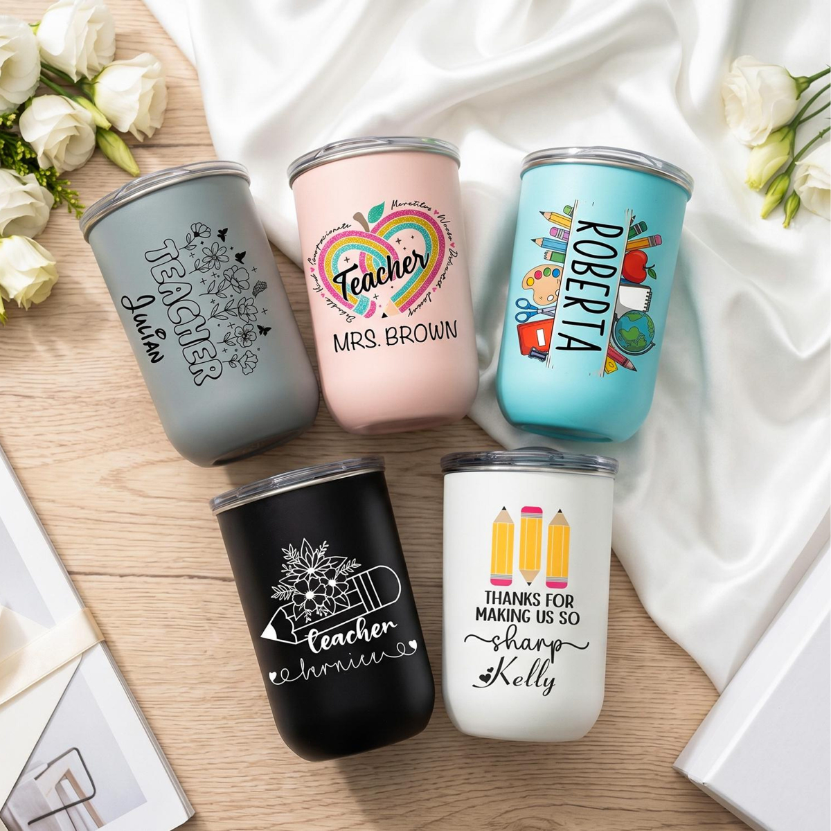 Personalized Teacher Tumbler 10oz, Thank You Teacher Gift, Teacher Appreciation Gifts, School Travel Mug Gift For Teacher, End of Year Gift