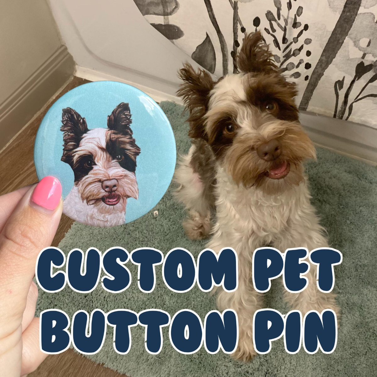 Custom Pet Button Pin , Pet Illustration, Personalized Pin, Pinback Buttons, Custom Pet Gifts, Pin Button, Pet Memorial Gifts, Dog Portrait