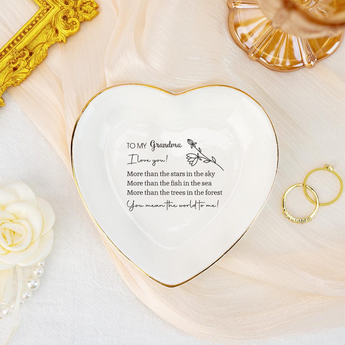 Thank you Text Ring Dish, Personalised Ring Dish for Grandma, Thank you Mom Jewelry Dish, Wedding Ring Holder for Nana, Thank you Gift