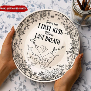 I'm Keeping You Forever Chinoiserie Toile De Jouy Style Couple - Personalized Ceramic Plate - Gift For Husband Wife, Anniversary, Custom Plate