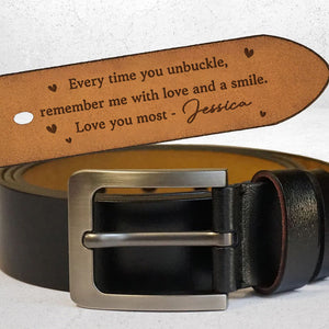 Every Time You Unbuckle - Personalized Engraved Leather Belt - Valentine's Day Gift For Couple