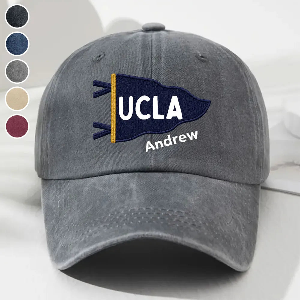 Grad Mood Pennant Flag - Personalized Vintage Washed Denim Cap - University Gift, Graduation Gift