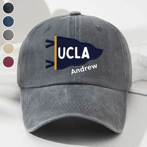 Grad Mood Pennant Flag - Personalized Vintage Washed Denim Cap - University Gift, Graduation Gift