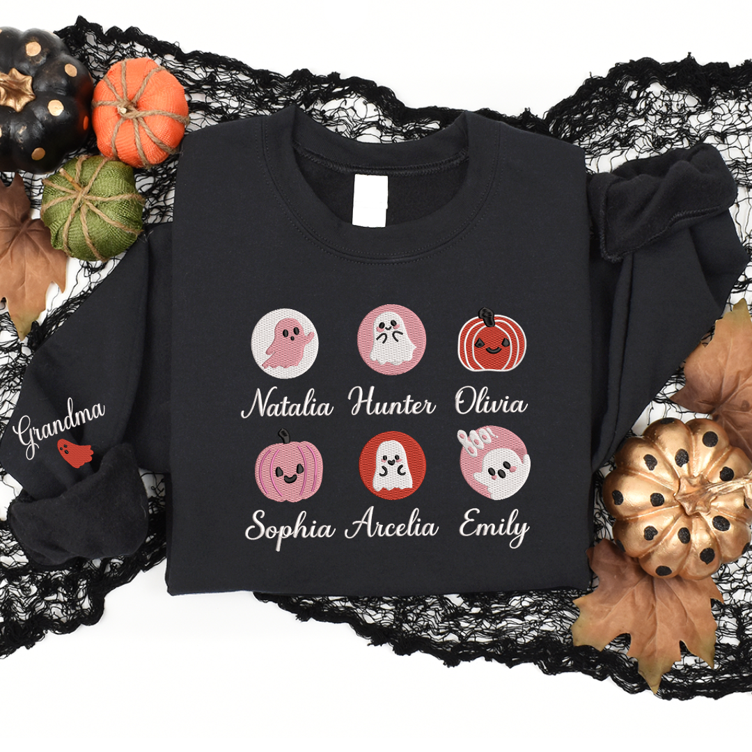 Pink Halloween Cookies Boo - Embroidered Apparel - Gift For Grandma Mom, Halloween Gift