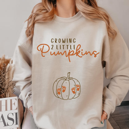 Twin Pregnancy Shirt, Fall Maternity Sweatshirt, Twin Pregnancy Announcement Shirt, Fall Twins Mom Sweater, Twin Pregnancy Thanksgiving Crewneck