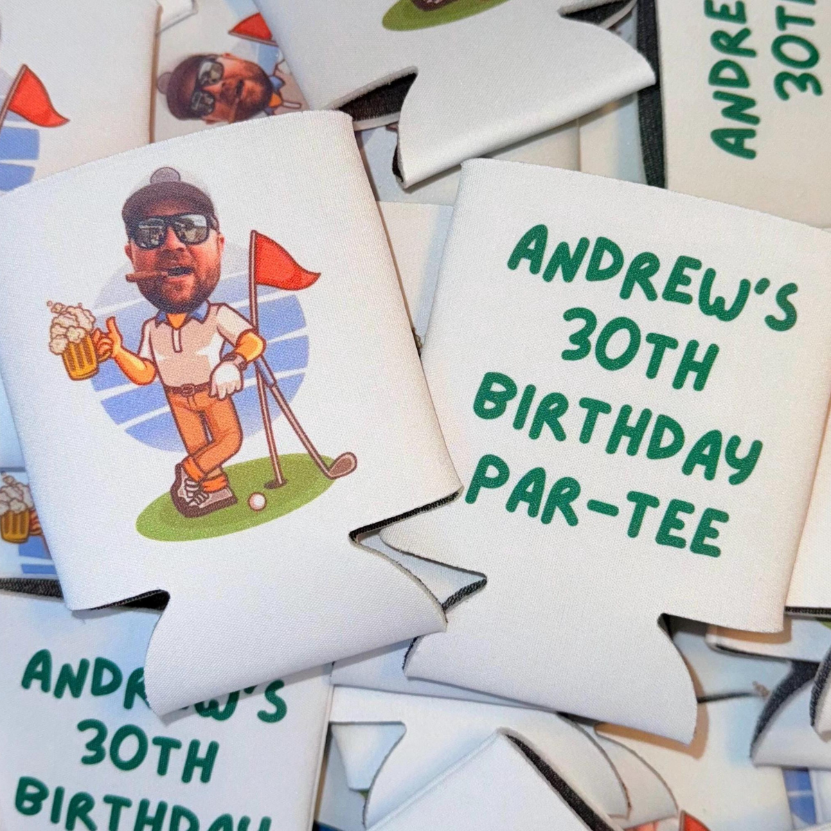 Personalized Face Golf Bachelor Birthday Party Can Cooler, Par-Tee Favor Accessories