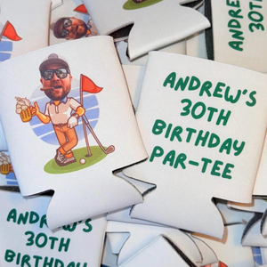 Personalized Face Golf Bachelor Birthday Party Can Cooler, Par-Tee Favor Accessories