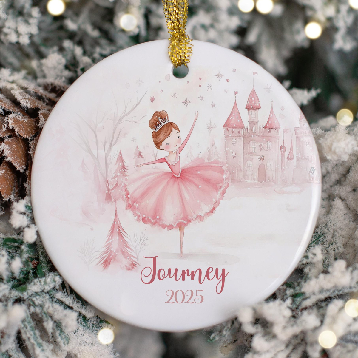 Personalized Pink Ballet Dancer Ornament, Custom Kids Christmas Ornaments, Childrens Gift Ornament with Any Name, Pastel Girls Ornaments