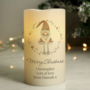 Gnome Merry Christmas - Custom LED Flameless Candle - Christmas Gift For Kids