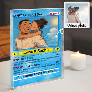 Personalized Anime Acrylic Block for Dad, Father's Day Gift, Custom Trading Card Style Photo Gift from Kids or Wife