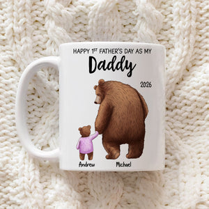 Happy 1st Father's Day Daddy Bear & Cub - Personalized Mug - Father's Day Gift For New Dad