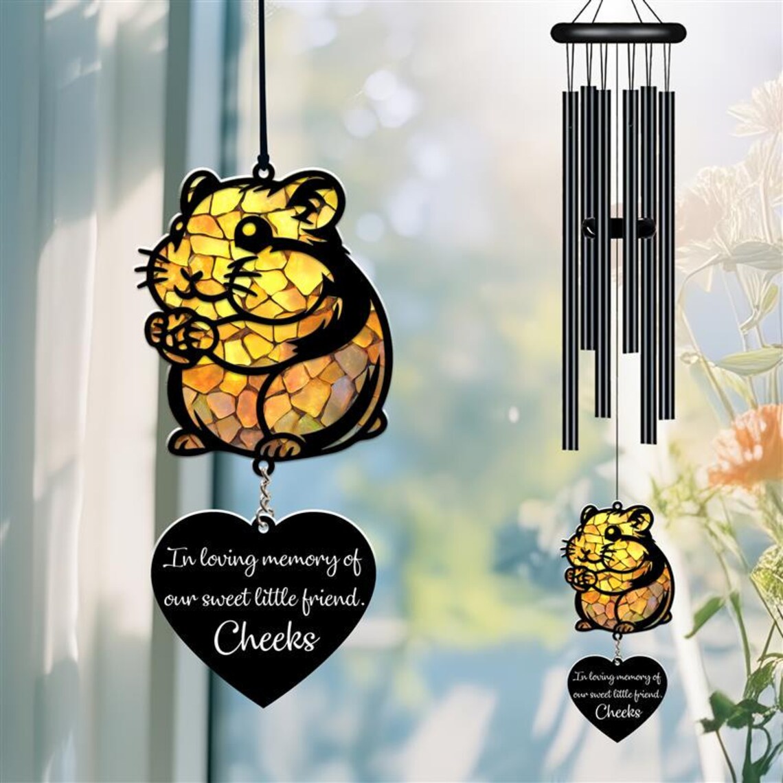 Personalized Memorial Wind Chime, Hamster Wind Chime, Mouse Suncatcher Wind Chime, In Loving Memory, Hamster Loss Gift, Sympathy Gift