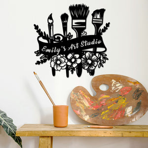 Art Studio Metal Wall Art, Art Studio Sign, Personalized Artist Name Sign, Artist Gifts, Painting Sign Drawing Lover Gift