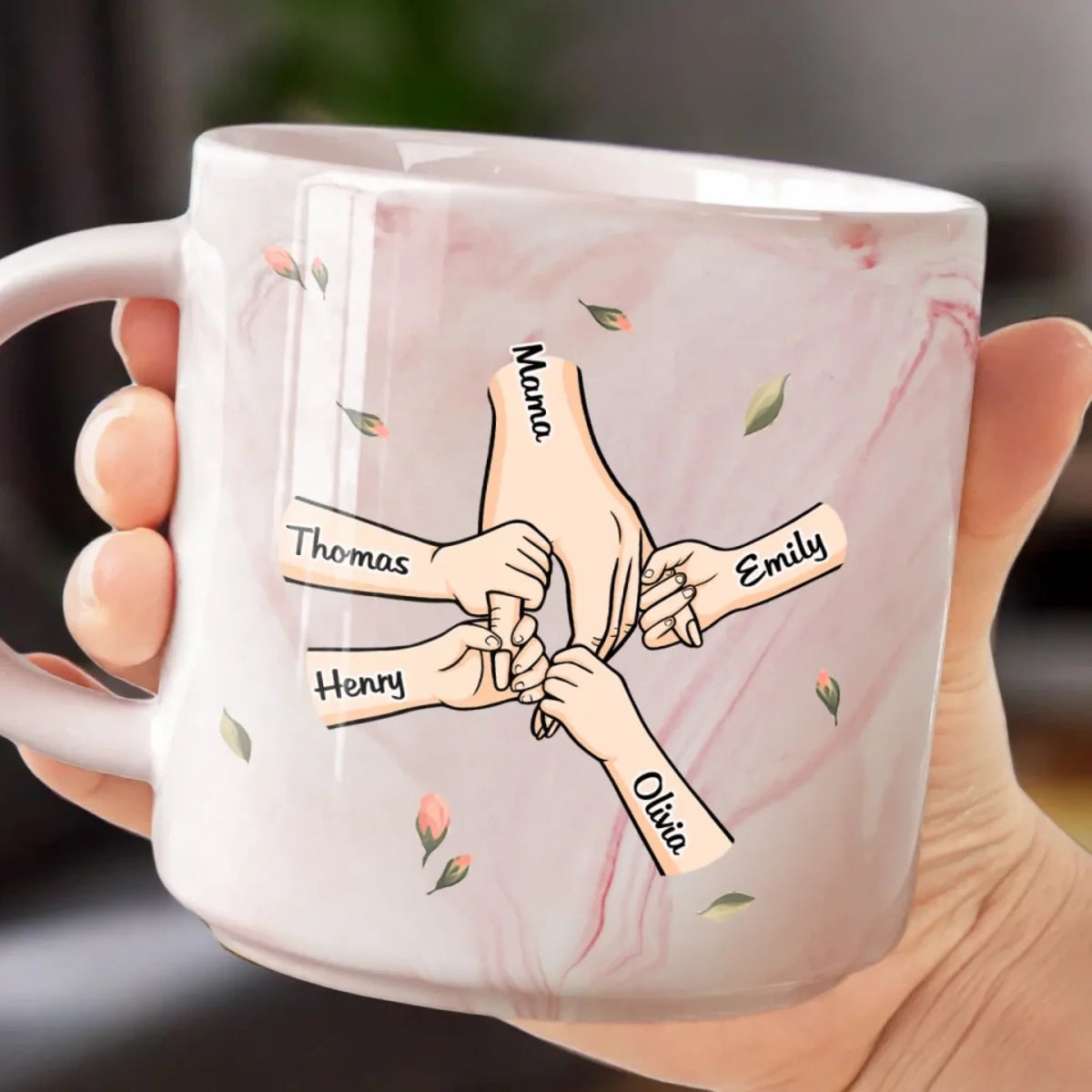 A Mom's Love Is Forever And Always - Personalized Marble Mug - Mother's Day, Gift For Mom, Grandma