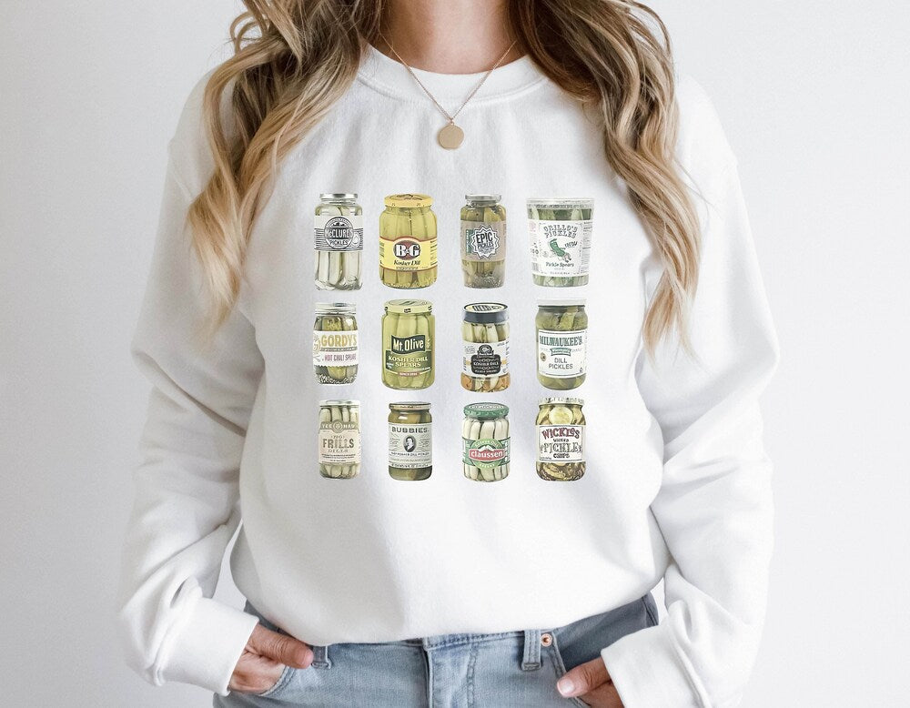 Vintage Canned Pickles Sweatshirt, Canning Season Sweatshirt, Pickle Lovers Sweater, Homemade Pickles Sweater,pickle Jar Crewneck Sweatshirt 1.jpg