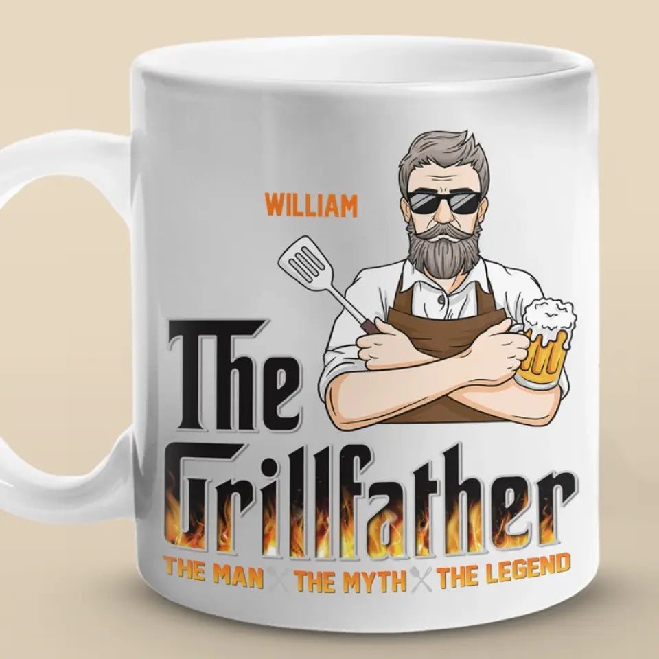 The Man, The Myth, The Grillfather - Personalized Mug - Gift For Dad, Father's Day, Birthday Gift