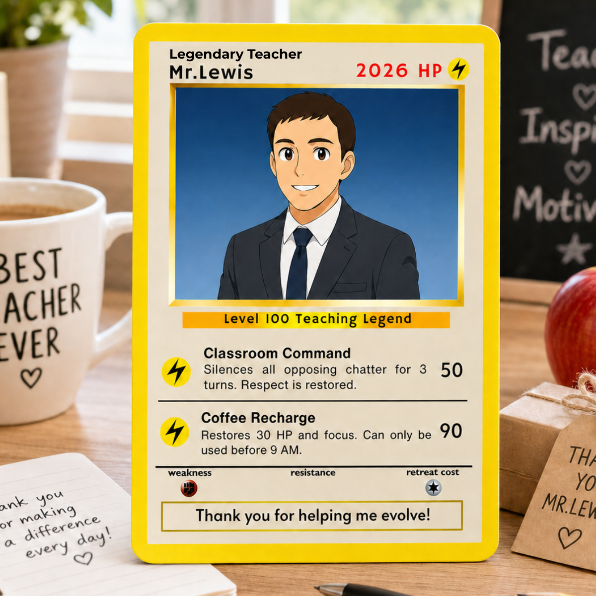 Custom PKM Teacher Thank you Gift, Personalized Teacher's PKM Card, Custom PKM Teachers gift, PKM teacher thank you gift