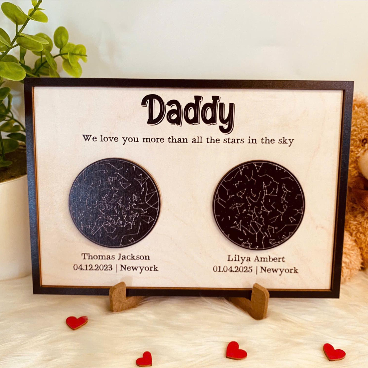 Dad Star Map Wooden Sign, Custom Gift For Dad From Daughter Son, Night Sky Star Map By Date , Fathers day Gift, Gift for Mom