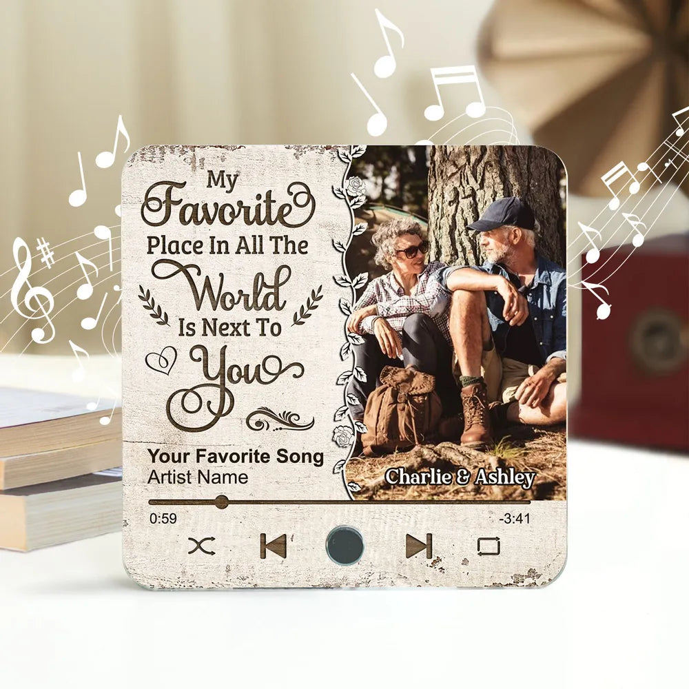My Favorite Place In The World - Personalized Music Fridge Magnet - Gift For Couple
